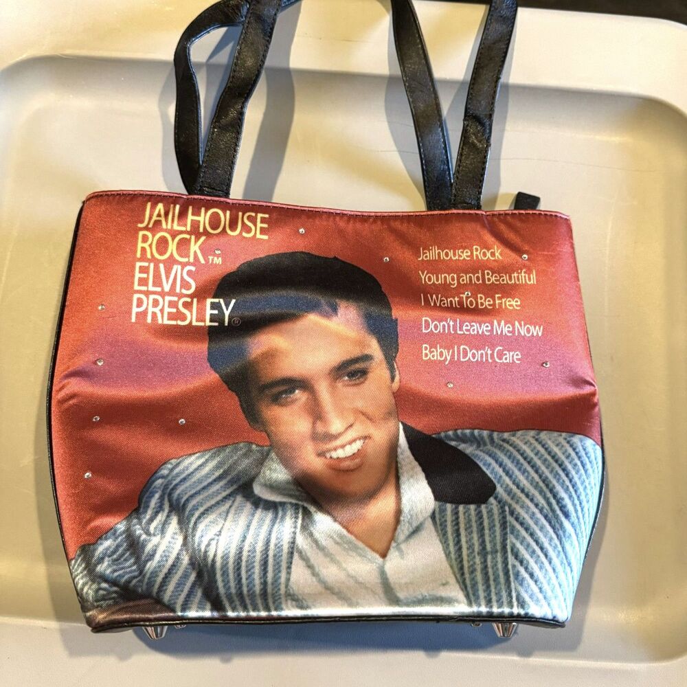 Elvis Presley Bag Jailhouse Rock Satin Tote Vegan Leather Shoulder Bag Flawed
